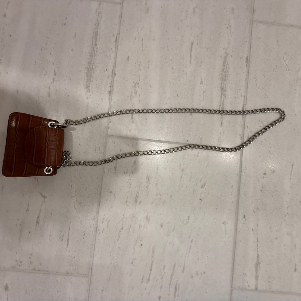 Brown Mini Crossbody Bag with Chain Strap
